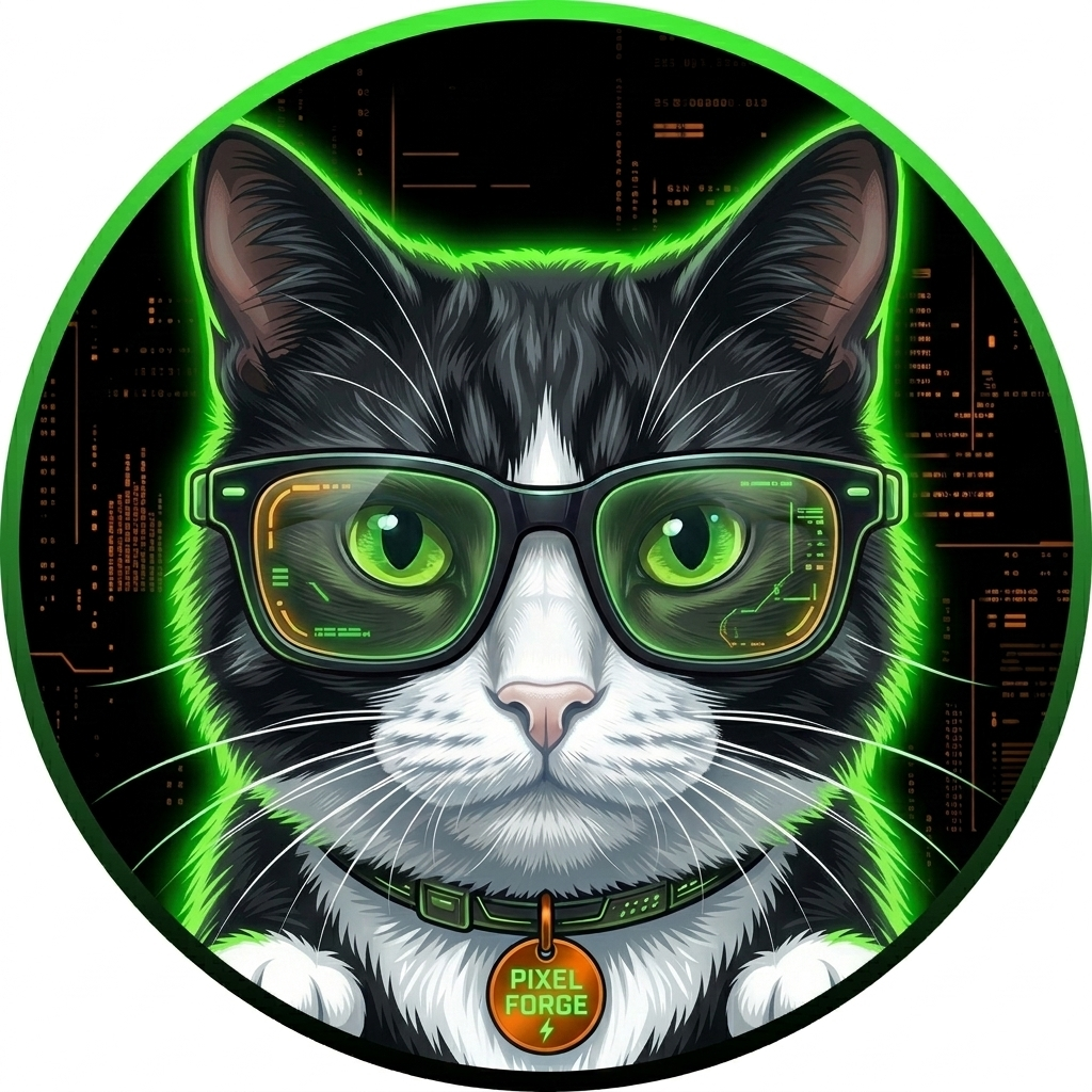 Pixel, o gato geek da Pixel Forge