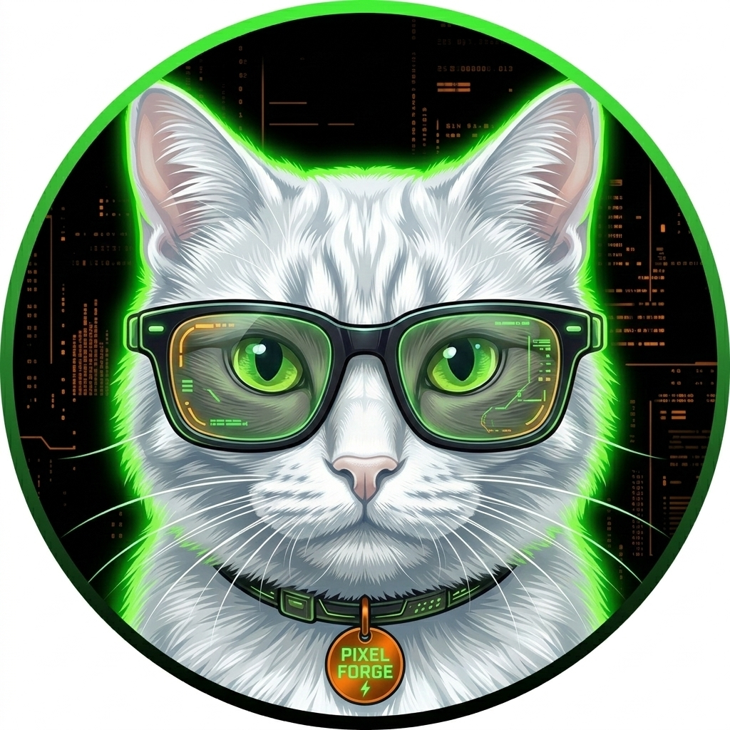Pixel, o gato geek da Pixel Forge
